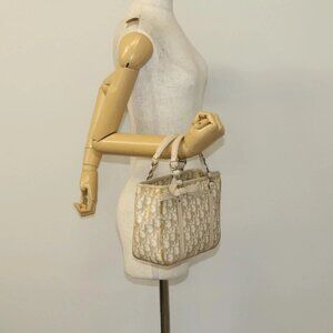 Christian Dior Trotter Canvas Romantic Chain Bag PVC Beige Silver Auth yk19092